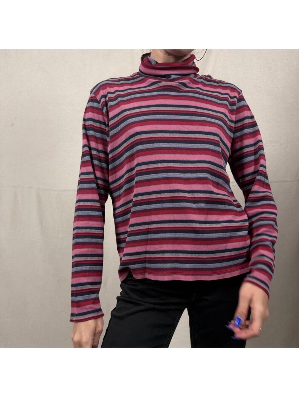 Vintage Eddie Bauer Striped Cotton Turtleneck Top